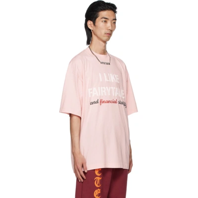 Shop Vetements Pink Financial Fairytale T-shirt In Baby Pink