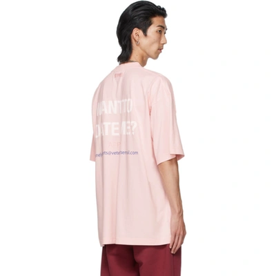 Shop Vetements Pink Financial Fairytale T-shirt In Baby Pink