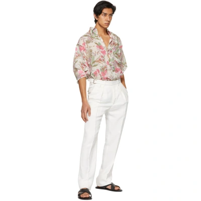 Shop Tom Ford White & Pink Floral Shirt In 9ft919 Pink