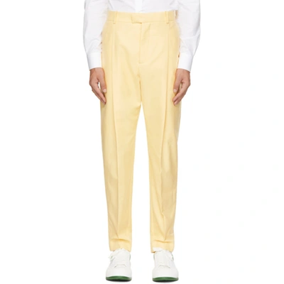 Shop Alexander Mcqueen Yellow One Pleat Panama Trousers In 7073 White