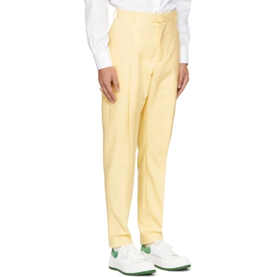 Shop Alexander Mcqueen Yellow One Pleat Panama Trousers In 7073 White