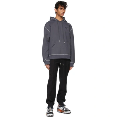 Shop Ader Error Grey Duct Tape Logo Hoodie In Charcoal