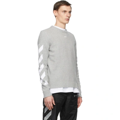Shop Off-white Grey & White Knit Logo Sweater In High Rise White