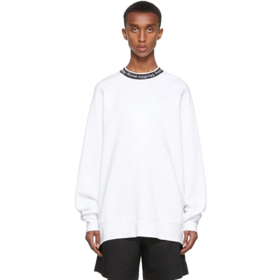 Shop Acne Studios White Jacquard Logo Sweatshirt In Optic White