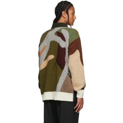 Shop Sacai Green Kaws Edition Intarsia Camo Sweater In 936 Camoflage