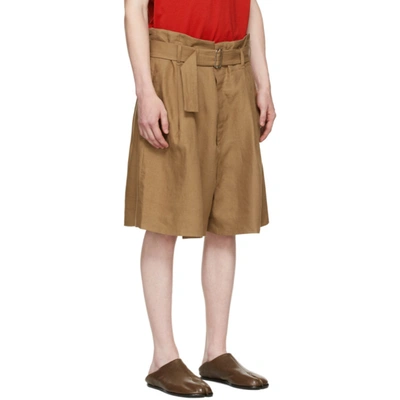 Shop Hed Mayner Brown Linen Shorts In Cinnamon