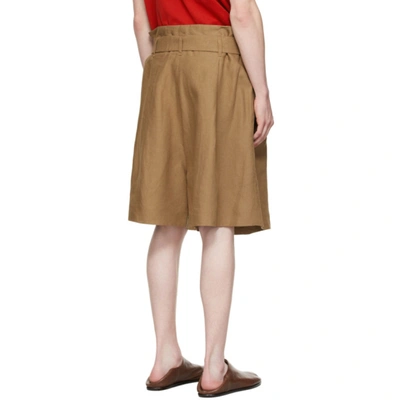 Shop Hed Mayner Brown Linen Shorts In Cinnamon