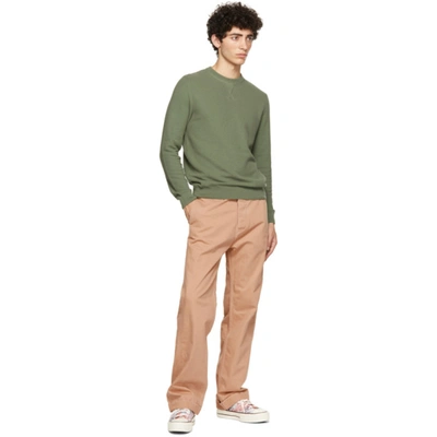 Shop Sunspel Khaki Fine Texture Sweater In Light Khaki