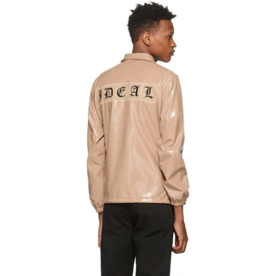 Shop 032c Pink Patent Embroidered Logo Patch Jacket In Nude