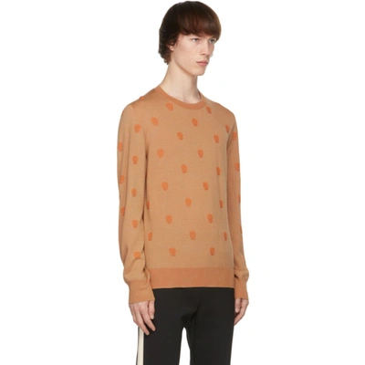 Shop Alexander Mcqueen Beige Wool Skull Sweater In 9840 Camel/orange