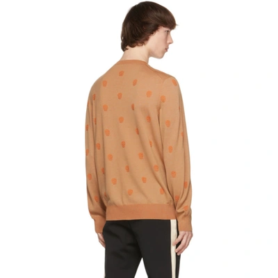 Shop Alexander Mcqueen Beige Wool Skull Sweater In 9840 Camel/orange