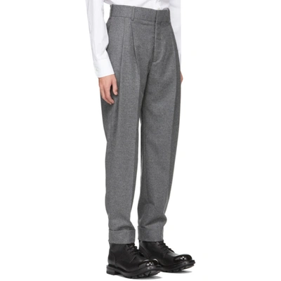 Shop Alexander Mcqueen Grey Flannel Tailored Peg Trousers In 1015 Grey Melange