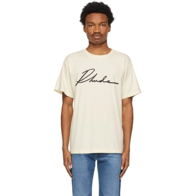 Shop Rhude Off-white Logo Script T-shirt