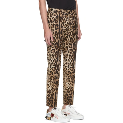 Shop Dolce & Gabbana Black & Beige Leopard Trousers