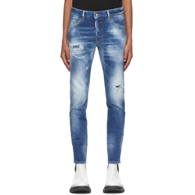 Shop Dsquared2 Blue D2 Skater Jeans In 470 Blue
