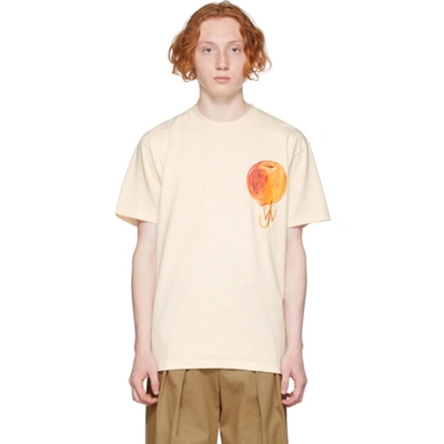 Shop Jw Anderson Off-white Printed Peach Logo T-shirt In 002offwhite