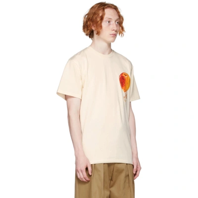 Shop Jw Anderson Off-white Printed Peach Logo T-shirt In 002offwhite