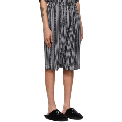 Shop Balenciaga Black & Grey Logo Stripe Pyjama Shorts In 1269 Black