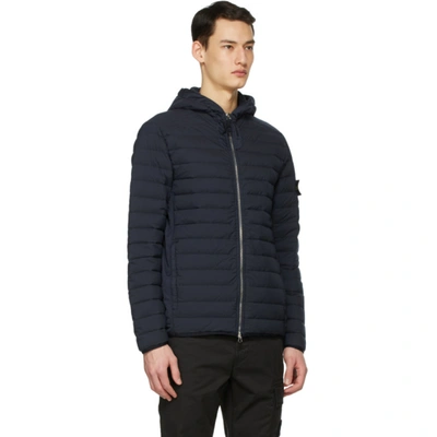Shop Stone Island Navy Down Loom Woven Chambers Jacket In V0020 Navy Blue