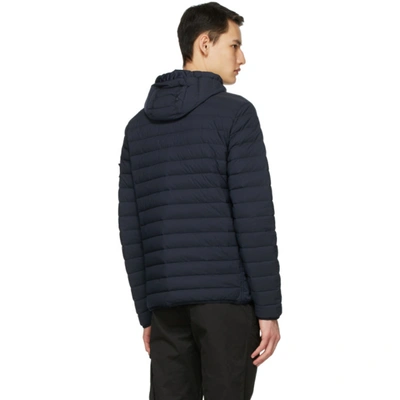 Shop Stone Island Navy Down Loom Woven Chambers Jacket In V0020 Navy Blue