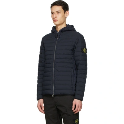 Shop Stone Island Navy Down Loom Woven Chambers Jacket In V0020 Navy Blue