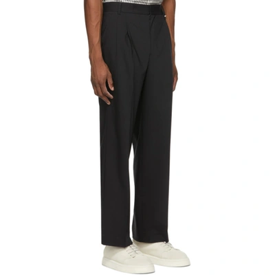 Shop Solid Homme Black Wool Wide Trousers In Black 720b