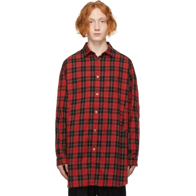Shop Undercoverism Red Long Check Shirt In Red Check