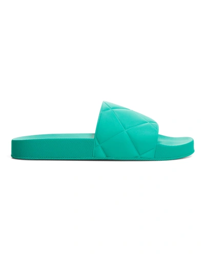 Shop Bottega Veneta The Slider Puffy Pool Sandals In Neptune