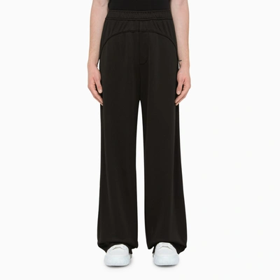 Shop Valentino Black Nylon Wide-leg Trousers