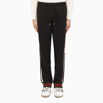 Shop Gucci Black Technical Jersey Trousers