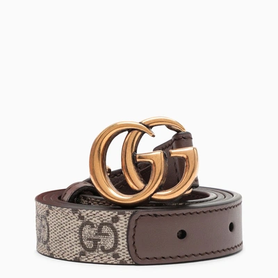 Shop Gucci Brown Gg Marmont Belt In ["beige", "brown", "print"]