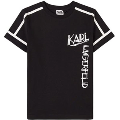 Shop Karl Lagerfeld Kids Black Mini Melogo Print T-shirt