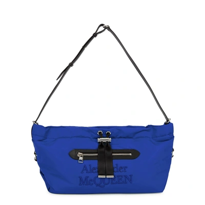 Shop Alexander Mcqueen The Bundle Medium Blue Shoulder Bag
