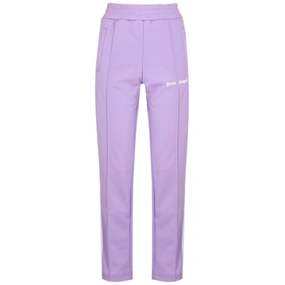Shop Palm Angels Lilac Striped Jersey Sweatpants In Purple
