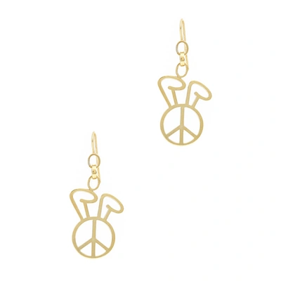 Shop Natasha Zinko Peace Small Gold-tone Drop Earrings In Multicoloured