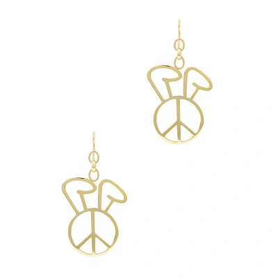 Shop Natasha Zinko Peace Big Gold-tone Drop Earrings In Multicoloured