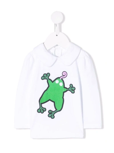 Shop Marni Frog-print Long-sleeve Top In 白色