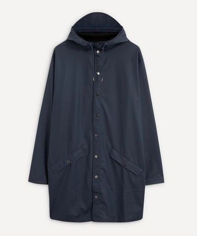 Shop Rains Long Water-resistant Jacket In Blue