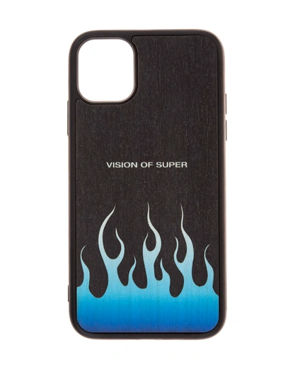 Shop Vision Of Super Black Iphone 11 Case With Gradient Blue Flames In Blu/black