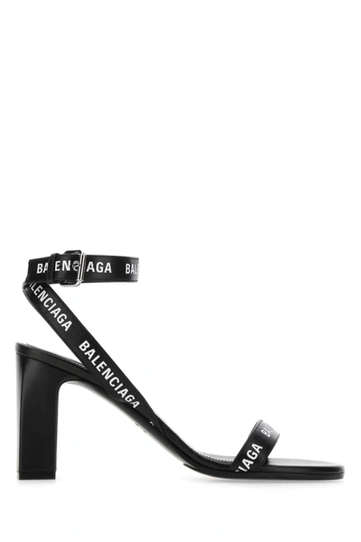 Shop Balenciaga Logo Strap Sandals In Black