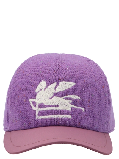 Shop Etro Logo Embroidered Baseball Cap In Purple