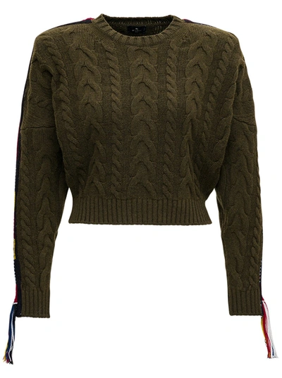 Shop Etro Palm Spring Crewneck Knit Sweater In Green