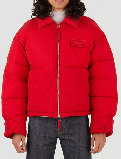 Shop Jacquemus Zipped Down Jacket In Red