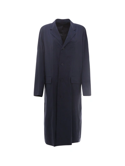 Shop Balenciaga Coat In Blue