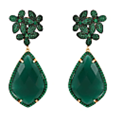 Latelita Flowers Green Onyx Teardrop Earring Gold In Teardrop