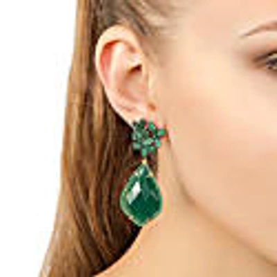 Latelita Flowers Green Onyx Teardrop Earring Gold In Teardrop