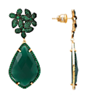 Latelita Flowers Green Onyx Teardrop Earring Gold In Teardrop