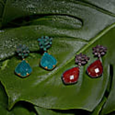Latelita Flowers Green Onyx Teardrop Earring Gold In Teardrop