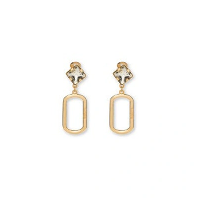 Shop Moschino Clip Earrings With Crystal And Pendant In Gold