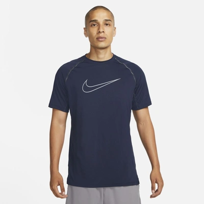 Nike Men's Pro Dri-fit Slim Fit Short-sleeve Top In Blue | ModeSens